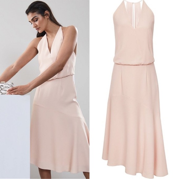 Reiss Pink Talin Strappy Back Midi Dress Size UK14/US10 NWT Flaw (Read) - Picture 6 of 14